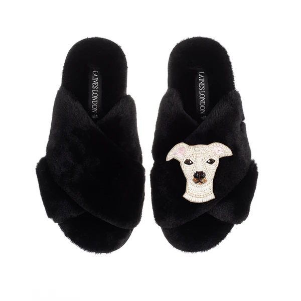 laines london Classic Laines Slippers With Olive The Iggy Brooch