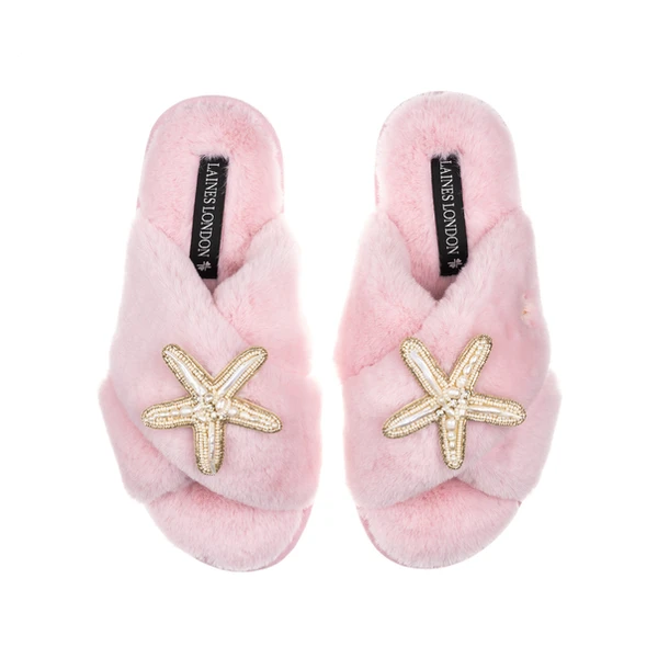 Laines London Classic Laines Slippers With Pearl Starfish Brooches