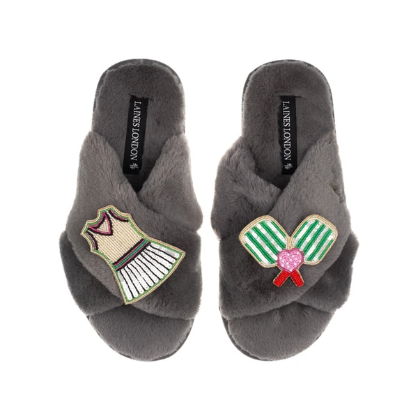 Laines London Classic Laines Slippers With Pickleball Brooches