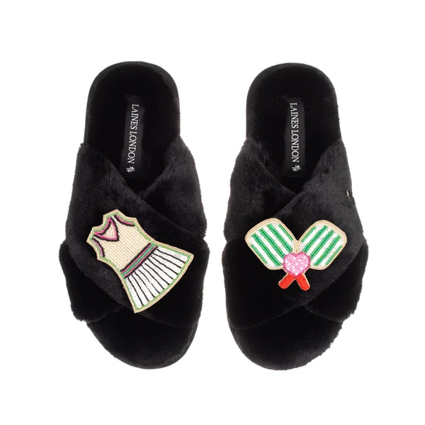 Laines London Classic Laines Slippers With Pickleball Brooches