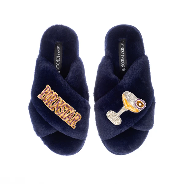 Laines London Classic Laines Slippers With Pornstar Martini Brooches
