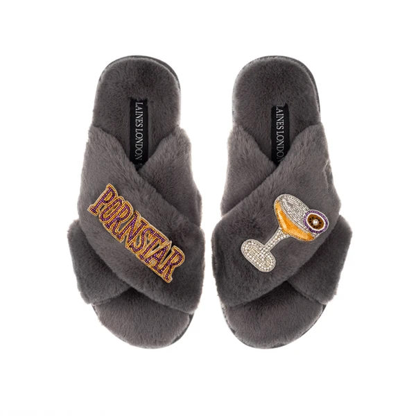 Laines London Classic Laines Slippers With Pornstar Martini Brooches