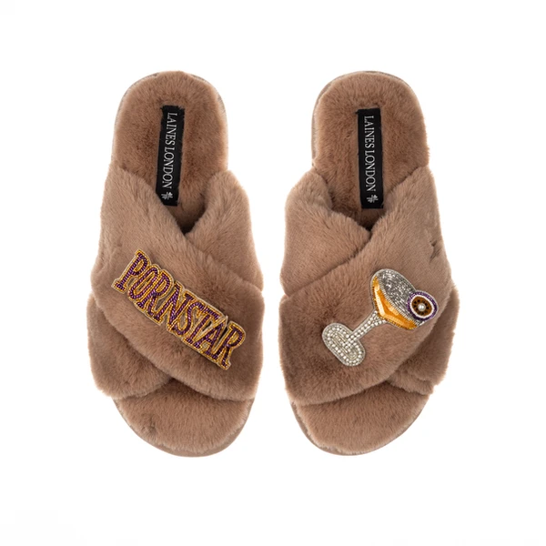 Laines London Classic Laines Slippers With Pornstar Martini Brooches