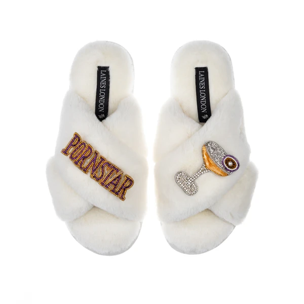 laines london Classic Laines Slippers With Pornstar Martini Brooches