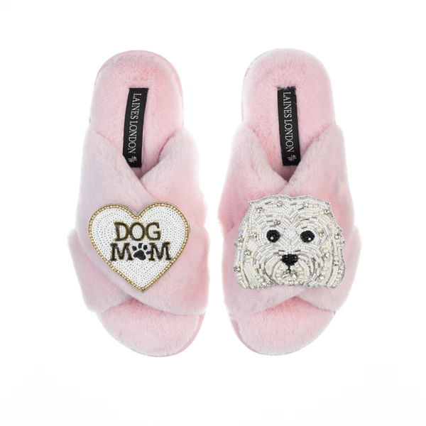 Laines London Classic Laines Slippers With Queenie & Dog Mum / Mom Brooches