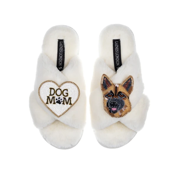 Laines London Classic Laines Slippers With Roxy The German Shepherd & Dog Mum/Mom Brooches