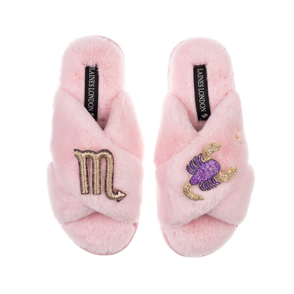 Laines London Classic Laines Slippers With Scorpio Star Sign Brooches