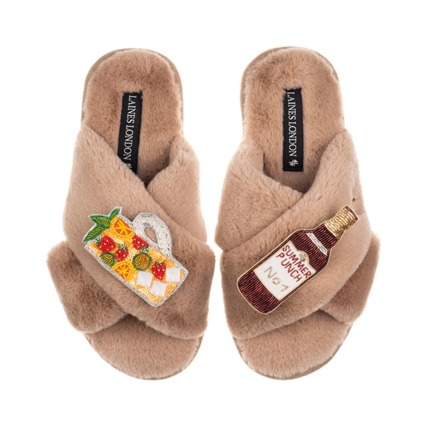 Laines London Classic Laines Slippers With Summer Punch Brooches