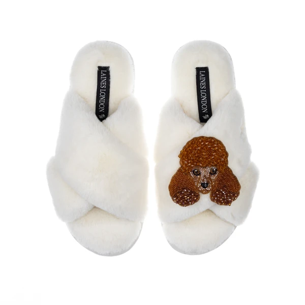 Laines London Classic Laines Slippers With Tutu The Poodle Brooch