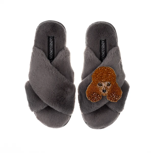 Laines London Classic Laines Slippers With Tutu The Poodle Brooch