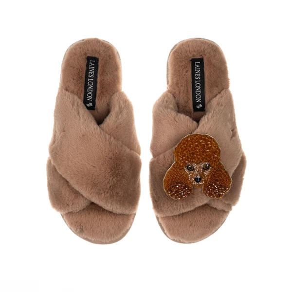 laines london Classic Laines Slippers With Tutu The Poodle Brooch