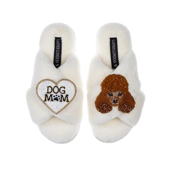 Laines London Classic Laines Slippers With Tutu The Poodle & Dog Mum / Mom Brooches