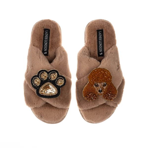 Laines London Classic Laines Slippers With Tutu The Poodle & Paw Brooches