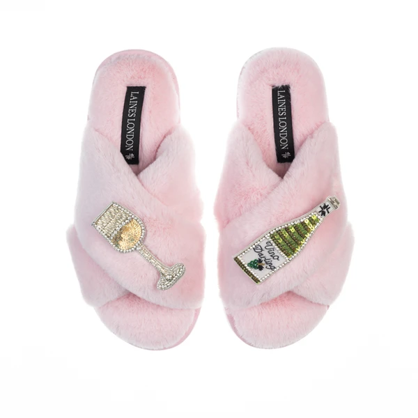 Laines London Classic Laines Slippers With Vino Darling Brooches