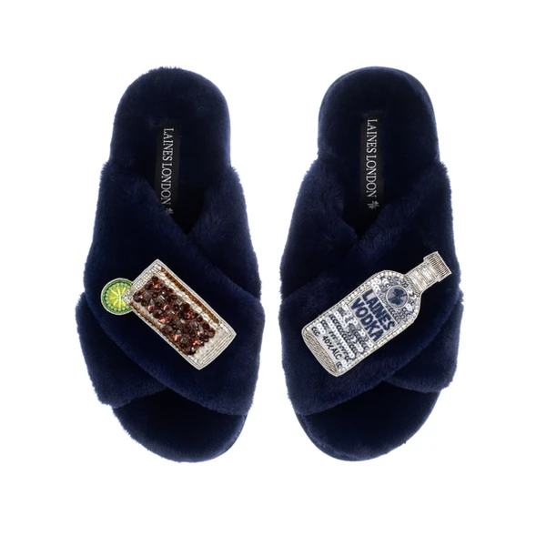 Laines London Classic Laines Slippers With Vodka & Coke Brooches