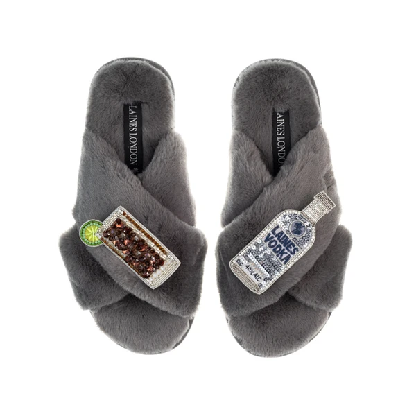 laines london Classic Laines Slippers With Vodka & Coke Brooches