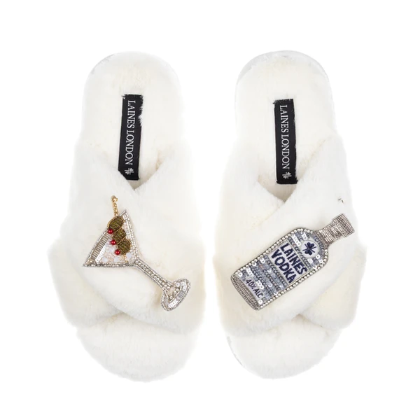 laines london Classic Laines Slippers With Vodka Martini Brooches