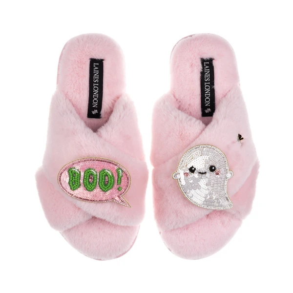 Laines London Classic Slippers With Laines Lovables Boo The Ghost Halloween Brooches