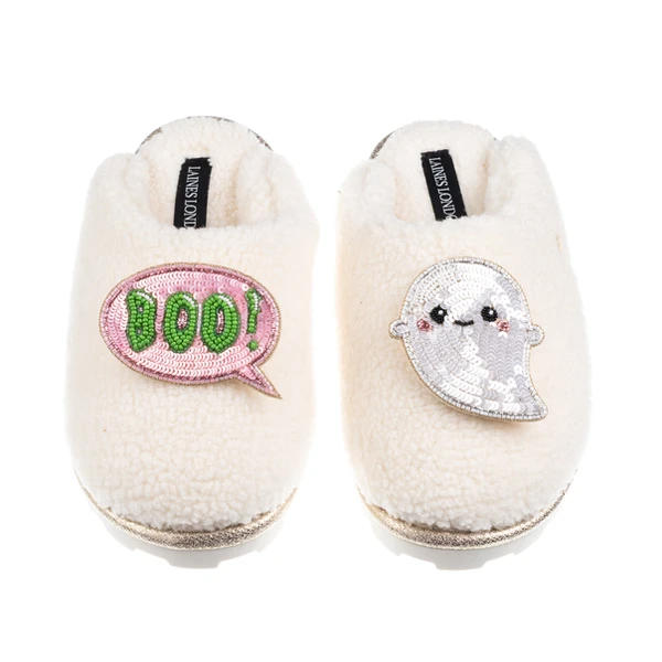 laines london Closed Toe Slippers With Laines Lovables Boo The Ghost Halloween Brooches
