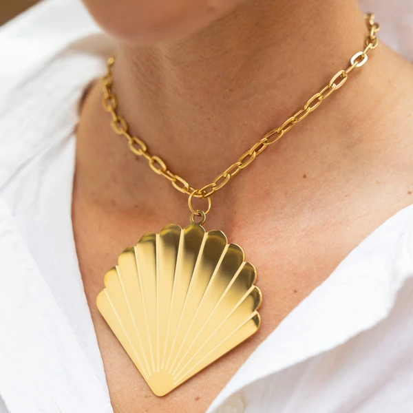 Laines London Gold Seashell Statement Collar Necklace