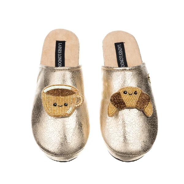 laines london Gold Softies With Laines Lovables Coffee & Croissant Brooches