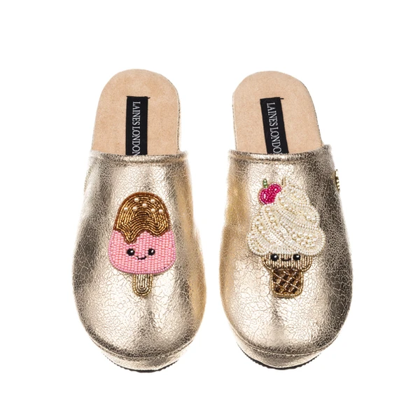 Laines London Gold Softies With Laines Lovables Ice Lolly & Ice Cream Brooches