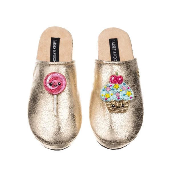 Laines London Gold Softies With Laines Lovables Lollipop & Cupcake Brooches