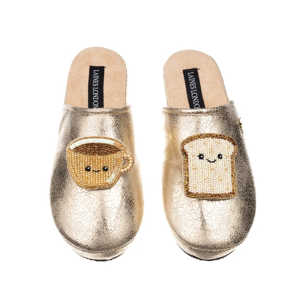 Laines London Gold Softies With Laines Lovables Tea & Toast Brooches