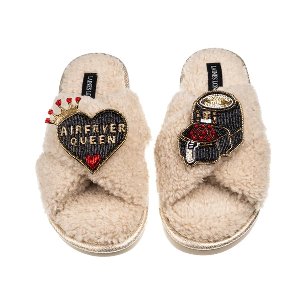 Laines London Laines Boucle Slippers With Airfryer Queen Brooches