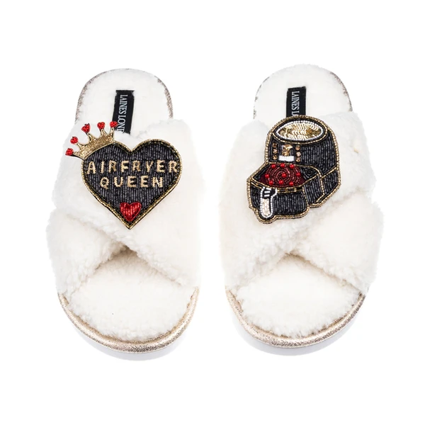 laines london Laines Boucle Slippers With Airfryer Queen Brooches laines london Laines Boucle Slippers With Airfryer Queen Brooches