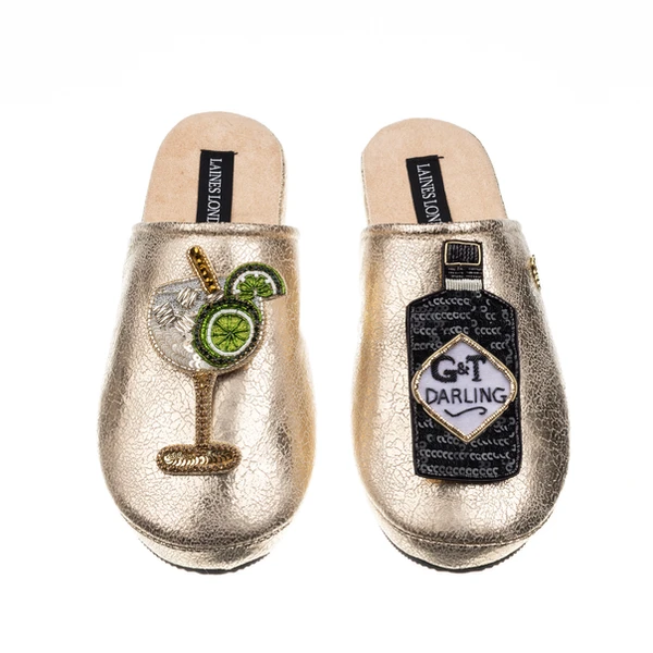 laines london Laines London Gold Softie Slippers With Botanical Gin Brooches