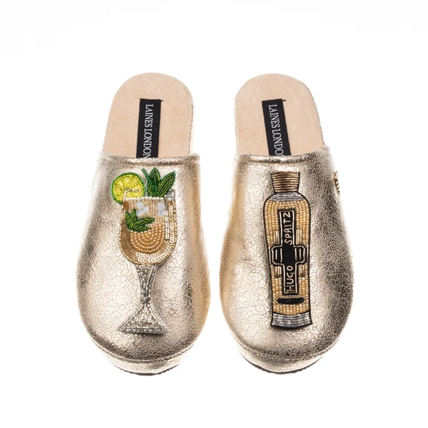 laines london Laines London Gold Softie Slippers With Hugo Spritz Brooches