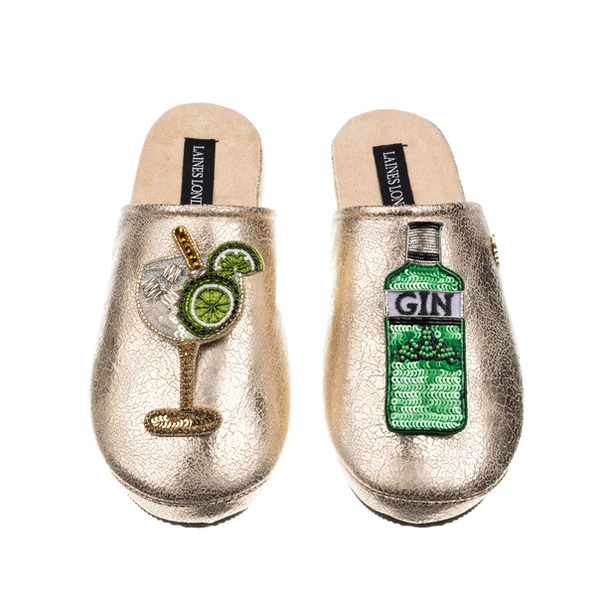 laines london Laines London Gold Softie Slippers With Original Gin Brooches