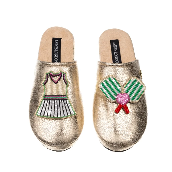 laines london Laines London Gold Softie Slippers With Pickleball Brooches