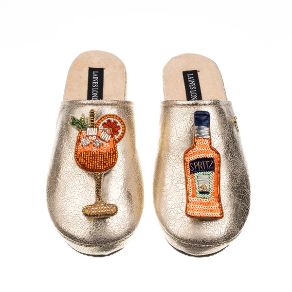 laines london Laines London Gold Softie Slippers With Summer Spritz Brooches