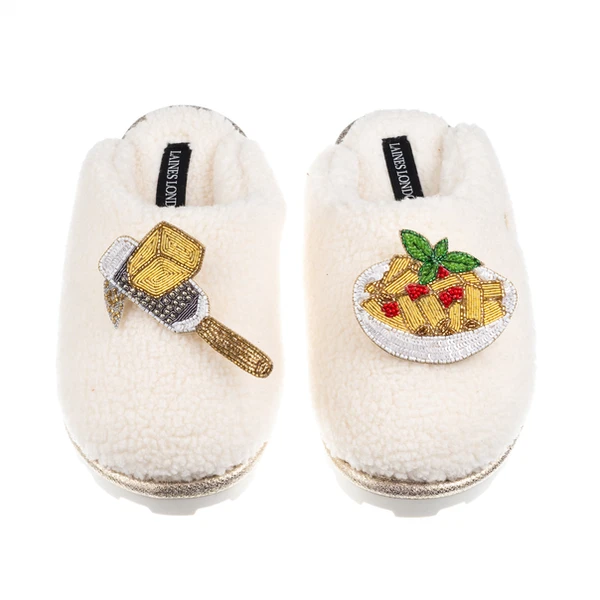 Laines London Laines X Juliet Closed Toe Slippers With Parmesan & Pasta Brooches