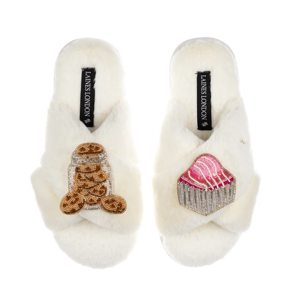 Laines London Laines X Juliet Slippers With Cookie Jar & French Fancy Brooches