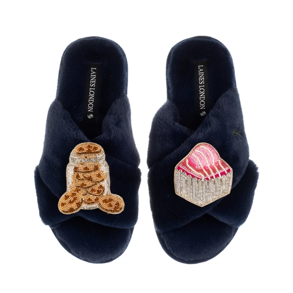 Laines London Laines X Juliet Slippers With Cookie Jar & French Fancy Brooches