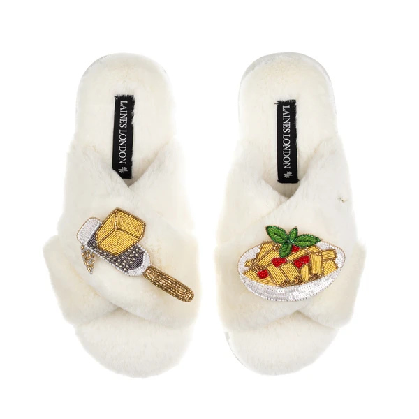 Laines London Laines X Juliet Slippers With Parmesan & Pasta Brooches