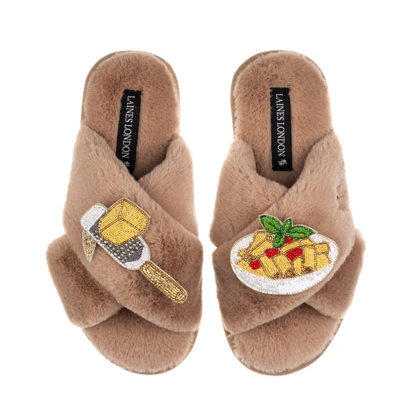 laines london Laines X Juliet Slippers With Parmesan & Pasta Brooches