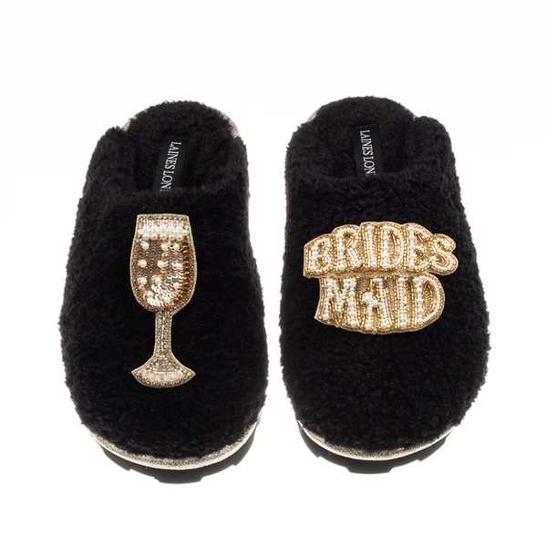 Laines London Teddy Closed Toe Slippers With Bridesmaid Brooches