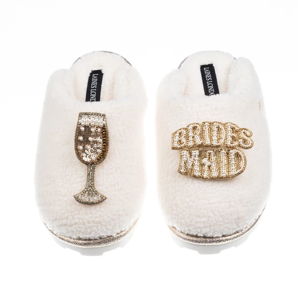 laines london Teddy Closed Toe Slippers With Bridesmaid Brooches