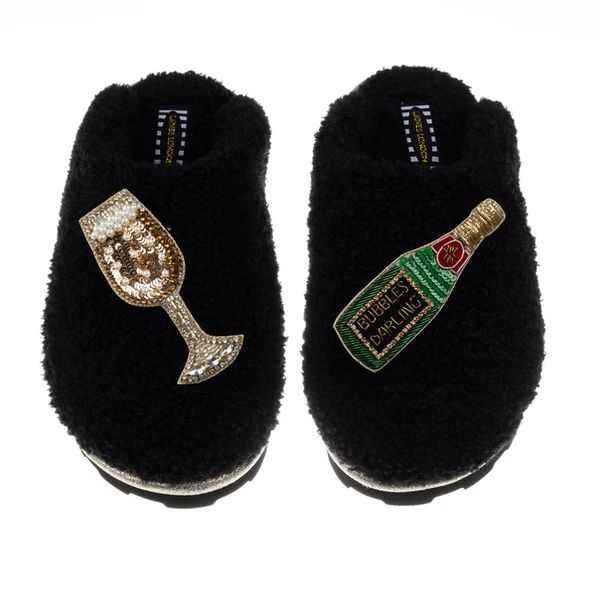 Laines London Teddy Closed Toe Slippers With Bubbles Darling Brooches