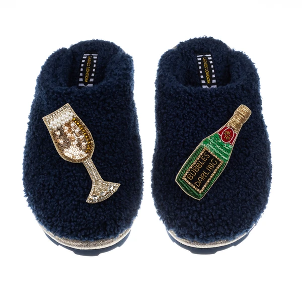 Laines London Teddy Closed Toe Slippers With Bubbles Darling Brooches