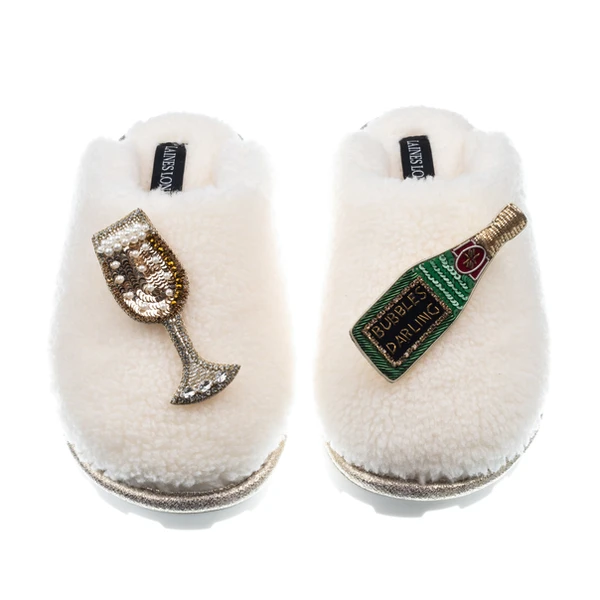 Laines London Teddy Closed Toe Slippers With Bubbles Darling Brooches