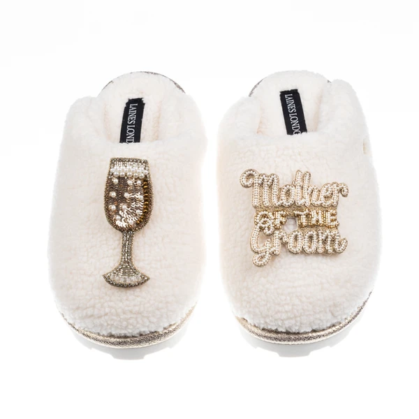 laines london Teddy Closed Toe Slippers With Mother Of The Groom Brooches