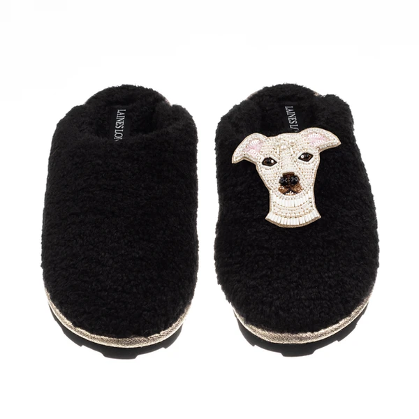 Laines London Teddy Closed Toe Slippers With Olive The Iggy Brooch