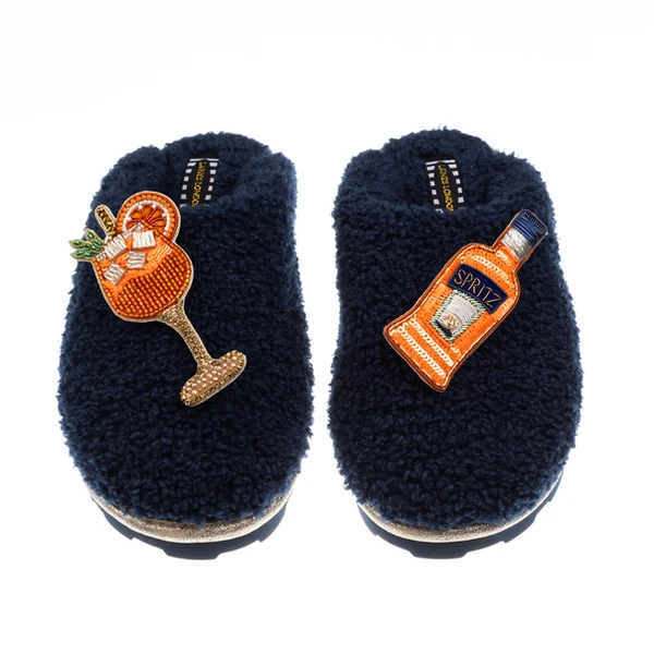 Laines London Teddy Closed Toe Slippers With Summer Spritz Brooches