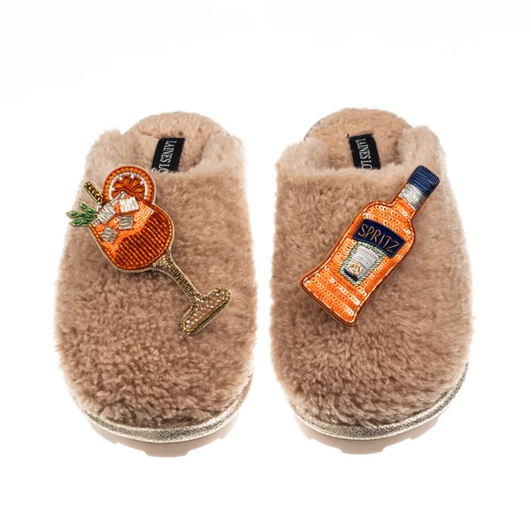 Laines London Teddy Closed Toe Slippers With Summer Spritz Brooches