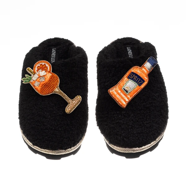Laines London Teddy Closed Toe Slippers With Summer Spritz Brooches